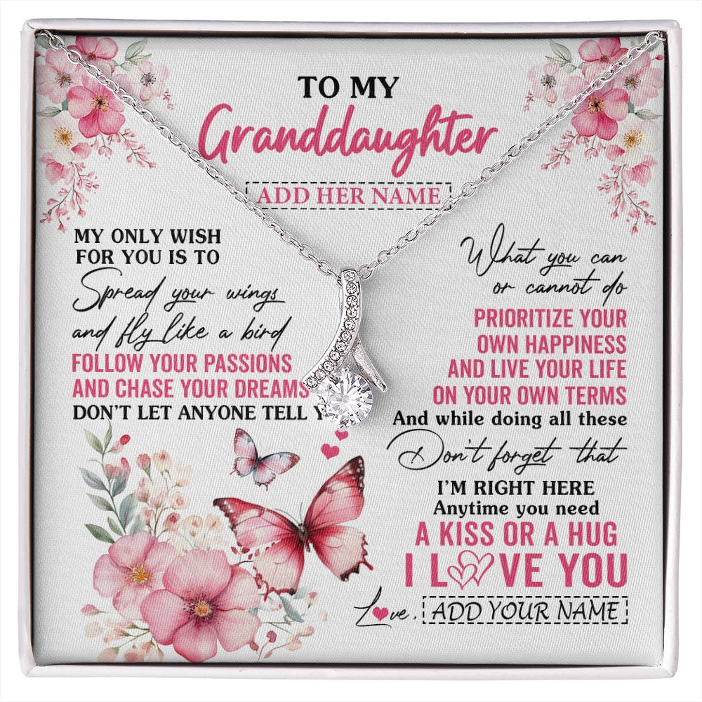 Alluring Beauty Necklace 14K White Gold Finish | 1 | Personalized To My Granddaughter Gifts Necklace From Grandma Butterfly My Only Wish For You Granddaughter Birthday Gifts Christmas Gift Box Message Card | siriusteestore.myshopify