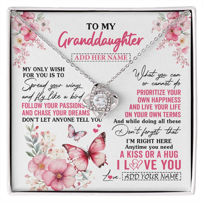 Love Knot Necklace 14K White Gold Finish | 1 | Personalized To My Granddaughter Gifts Necklace From Grandma Butterfly My Only Wish For You Granddaughter Birthday Gifts Christmas Gift Box Message Card | siriusteestore.myshopify