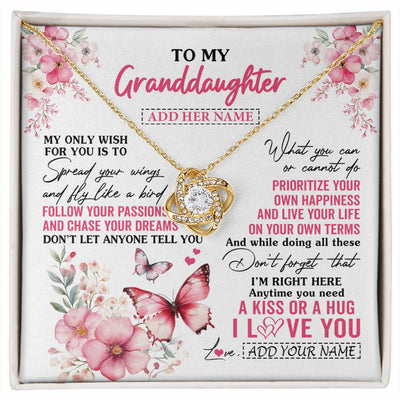 Love Knot Necklace 18K Yellow Gold Finish | 1 | Personalized To My Granddaughter Gifts Necklace From Grandma Butterfly My Only Wish For You Granddaughter Birthday Gifts Christmas Gift Box Message Card | siriusteestore.myshopify