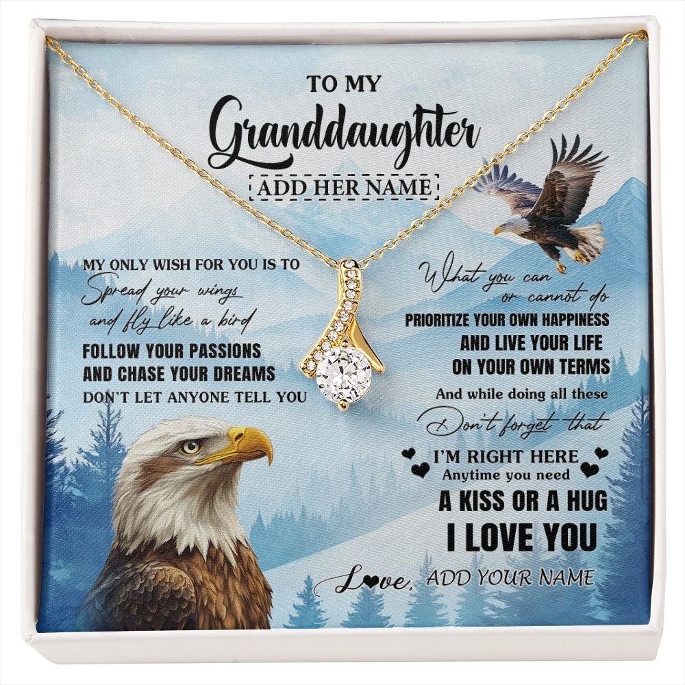 Alluring Beauty Necklace 18K Yellow Gold Finish | 1 | Personalized To My Granddaughter Gifts Necklace From Grandma Grandpa Eagle My Only Wish For You Granddaughter Birthday Gifts Christmas Gift Box Message Card | siriusteestore.myshopify