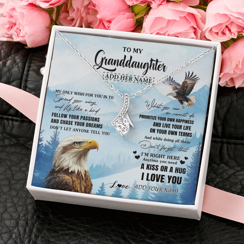 Alluring Beauty Necklace 14K White Gold Finish | 2 | Personalized To My Granddaughter Gifts Necklace From Grandma Grandpa Eagle My Only Wish For You Granddaughter Birthday Gifts Christmas Gift Box Message Card | siriusteestore.myshopify
