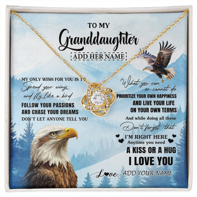 Love Knot Necklace 18K Yellow Gold Finish | 1 | Personalized To My Granddaughter Gifts Necklace From Grandma Grandpa Eagle My Only Wish For You Granddaughter Birthday Gifts Christmas Gift Box Message Card | siriusteestore.myshopify