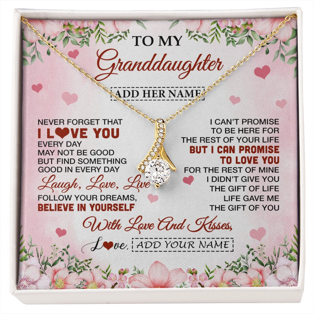 Alluring Beauty Necklace 18K Yellow Gold Finish | 1 | Personalized To My Granddaughter Gifts Necklace From Grandma Grandpa Floral I Love You Birthday Gifts For Granddaughter Graduation Christmas Gift Box Message Card | https://siriusteestore.
