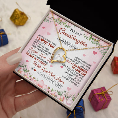 Forever Love Necklace 18K Yellow Gold Finish | 2 | Personalized To My Granddaughter Gifts Necklace From Grandma Grandpa Floral I Love You Birthday Gifts For Granddaughter Graduation Christmas Gift Box Message Card | https://siriusteestore.
