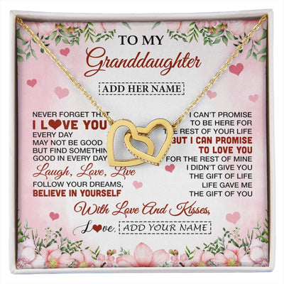 Interlocking Hearts Necklace 18K Yellow Gold Finish | 1 | Personalized To My Granddaughter Gifts Necklace From Grandma Grandpa Floral I Love You Birthday Gifts For Granddaughter Graduation Christmas Gift Box Message Card | https://siriusteestore.