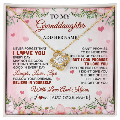 Love Knot Necklace 18K Yellow Gold Finish | 1 | Personalized To My Granddaughter Gifts Necklace From Grandma Grandpa Floral I Love You Birthday Gifts For Granddaughter Graduation Christmas Gift Box Message Card | https://siriusteestore.