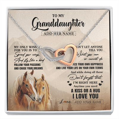 Interlocking Hearts Necklace Stainless Steel & Rose Gold Finish | 1 | Personalized To My Granddaughter Gifts Necklace From Grandma Grandpa Horse My Only Wish For You Granddaughter Birthday Gifts Christmas Gift Box Message Card | https://siriusteestore.