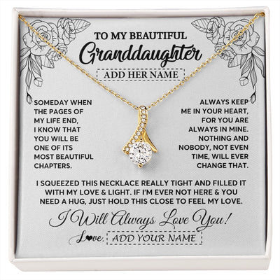 Alluring Beauty Necklace 18K Yellow Gold Finish | 1 | Personalized To My Granddaughter Gifts Necklace From Grandma Grandpa Someday When The Pages Birthday Granddaughter Christmas Graduation Gift Box Message Card | https://siriusteestore.