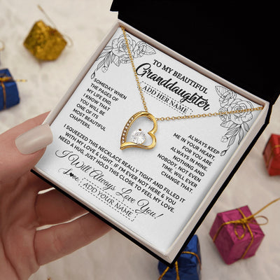 Forever Love Necklace 18K Yellow Gold Finish | 2 | Personalized To My Granddaughter Gifts Necklace From Grandma Grandpa Someday When The Pages Birthday Granddaughter Christmas Graduation Gift Box Message Card | https://siriusteestore.