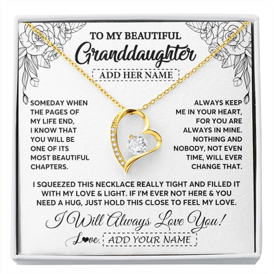 Forever Love Necklace 18K Yellow Gold Finish | 1 | Personalized To My Granddaughter Gifts Necklace From Grandma Grandpa Someday When The Pages Birthday Granddaughter Christmas Graduation Gift Box Message Card | https://siriusteestore.