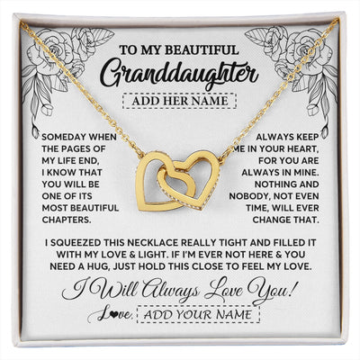 Interlocking Hearts Necklace 18K Yellow Gold Finish | 1 | Personalized To My Granddaughter Gifts Necklace From Grandma Grandpa Someday When The Pages Birthday Granddaughter Christmas Graduation Gift Box Message Card | https://siriusteestore.