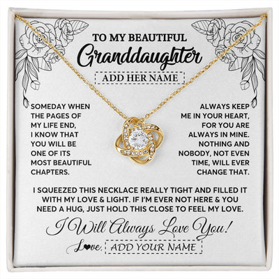 Love Knot Necklace 18K Yellow Gold Finish | 1 | Personalized To My Granddaughter Gifts Necklace From Grandma Grandpa Someday When The Pages Birthday Granddaughter Christmas Graduation Gift Box Message Card | https://siriusteestore.