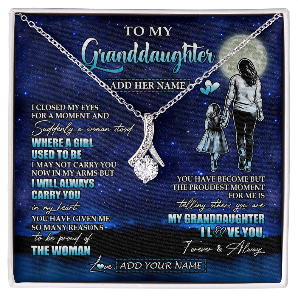 Alluring Beauty Necklace 14K White Gold Finish | 1 | Personalized To My Granddaughter Gifts Necklace From Grandma I Closed My Eyes For A Moment Granddaughter Birthday Graduation Christmas Gift Box Message Card | siriusteestore.myshopify