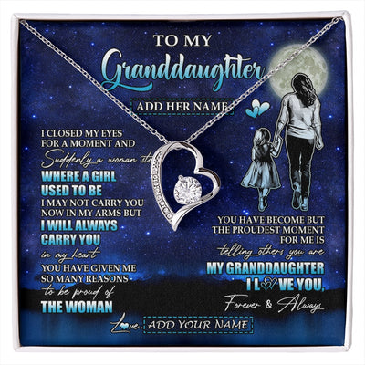 Forever Love Necklace 14K White Gold Finish | 1 | Personalized To My Granddaughter Gifts Necklace From Grandma I Closed My Eyes For A Moment Granddaughter Birthday Graduation Christmas Gift Box Message Card | siriusteestore.myshopify