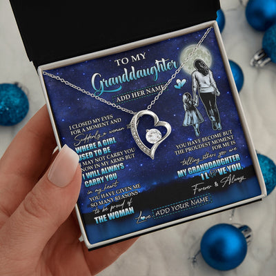 Forever Love Necklace 14K White Gold Finish | 2 | Personalized To My Granddaughter Gifts Necklace From Grandma I Closed My Eyes For A Moment Granddaughter Birthday Graduation Christmas Gift Box Message Card | siriusteestore.myshopify