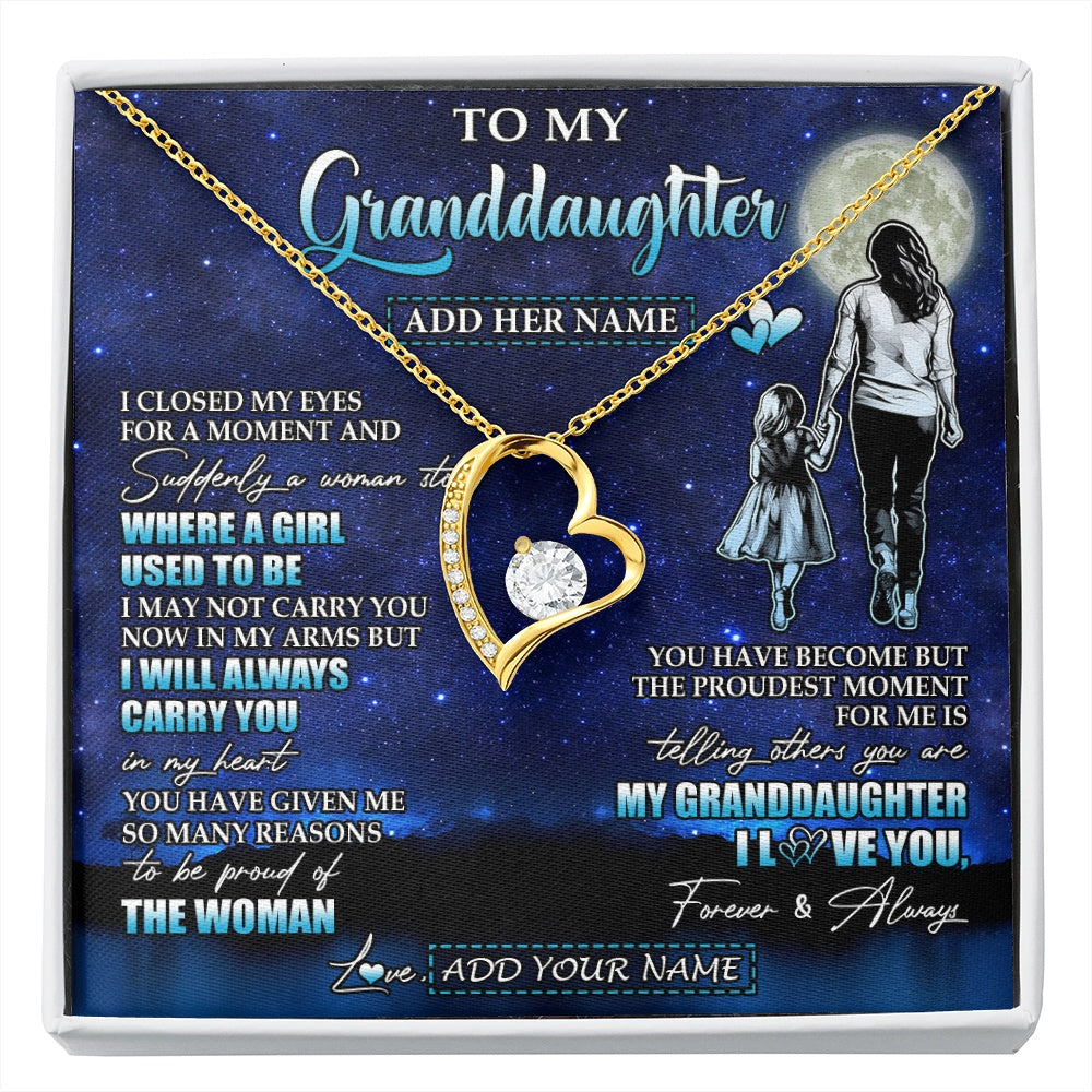 Forever Love Necklace 18K Yellow Gold Finish | 1 | Personalized To My Granddaughter Gifts Necklace From Grandma I Closed My Eyes For A Moment Granddaughter Birthday Graduation Christmas Gift Box Message Card | siriusteestore.myshopify