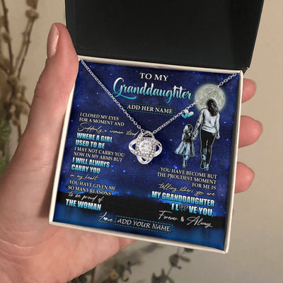 Love Knot Necklace 14K White Gold Finish | 2 | Personalized To My Granddaughter Gifts Necklace From Grandma I Closed My Eyes For A Moment Granddaughter Birthday Graduation Christmas Gift Box Message Card | siriusteestore.myshopify