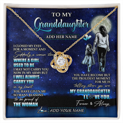 Love Knot Necklace 18K Yellow Gold Finish | 1 | Personalized To My Granddaughter Gifts Necklace From Grandma I Closed My Eyes For A Moment Granddaughter Birthday Graduation Christmas Gift Box Message Card | siriusteestore.myshopify