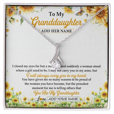 Alluring Beauty Necklace 14K White Gold Finish | 1 | Personalized To My Granddaughter Gifts Necklace From Grandma I Closed My Eyes Sunflower Best Granddaughter Birthday Gifts Christmas Gift Box Message Card | siriusteestore.myshopify