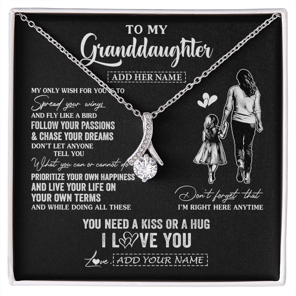 Alluring Beauty Necklace 14K White Gold Finish | 1 | Personalized To My Granddaughter Gifts Necklace From Grandma Nana My Only Wish For You Granddaughter Birthday Gifts Graduation Christmas Gift Box Message Card | siriusteestore.myshopify