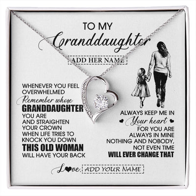 Forever Love Necklace 14K White Gold Finish | 1 | Personalized To My Granddaughter Gifts Necklace From Grandma Nana Whenever Woman Unique Birthday Gifts For Granddaughter Christmas Gift Box Message Card | siriusteestore.myshopify