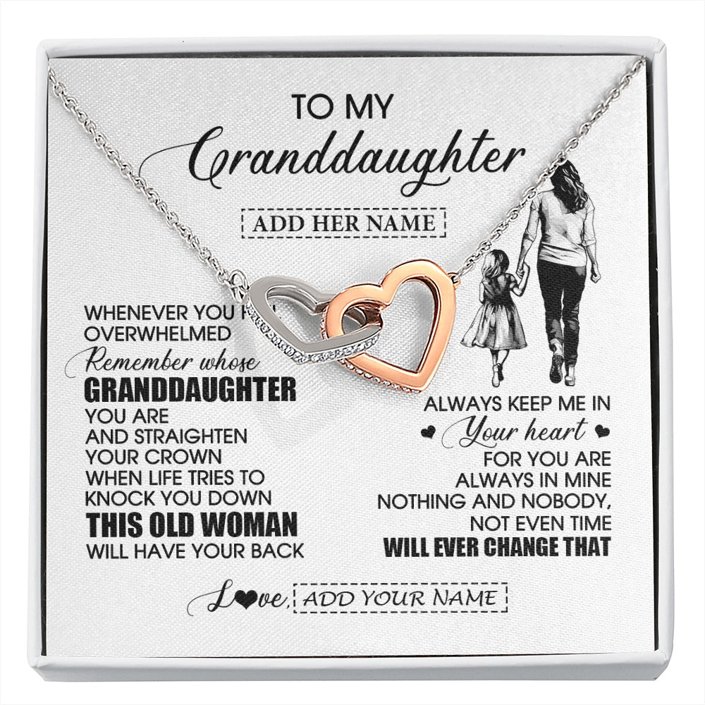 Interlocking Hearts Necklace Stainless Steel & Rose Gold Finish | 1 | Personalized To My Granddaughter Gifts Necklace From Grandma Nana Whenever Woman Unique Birthday Gifts For Granddaughter Christmas Gift Box Message Card | siriusteestore.myshopify