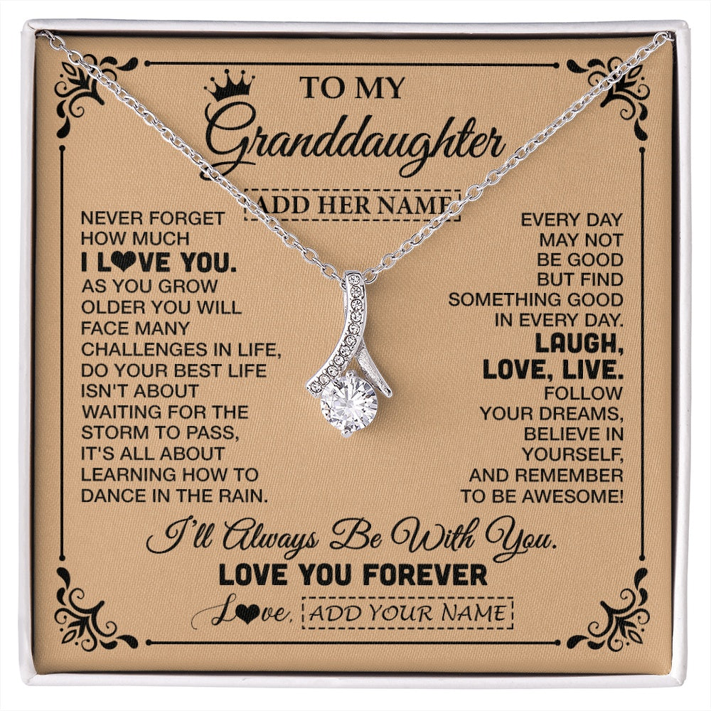 Alluring Beauty Necklace 14K White Gold Finish | 1 | Personalized To My Granddaughter Gifts Necklace From Grandma Never Forget How Much I Love You Granddaughter Birthday Gifts Christmas Gift Box Message Card | https://siriusteestore.