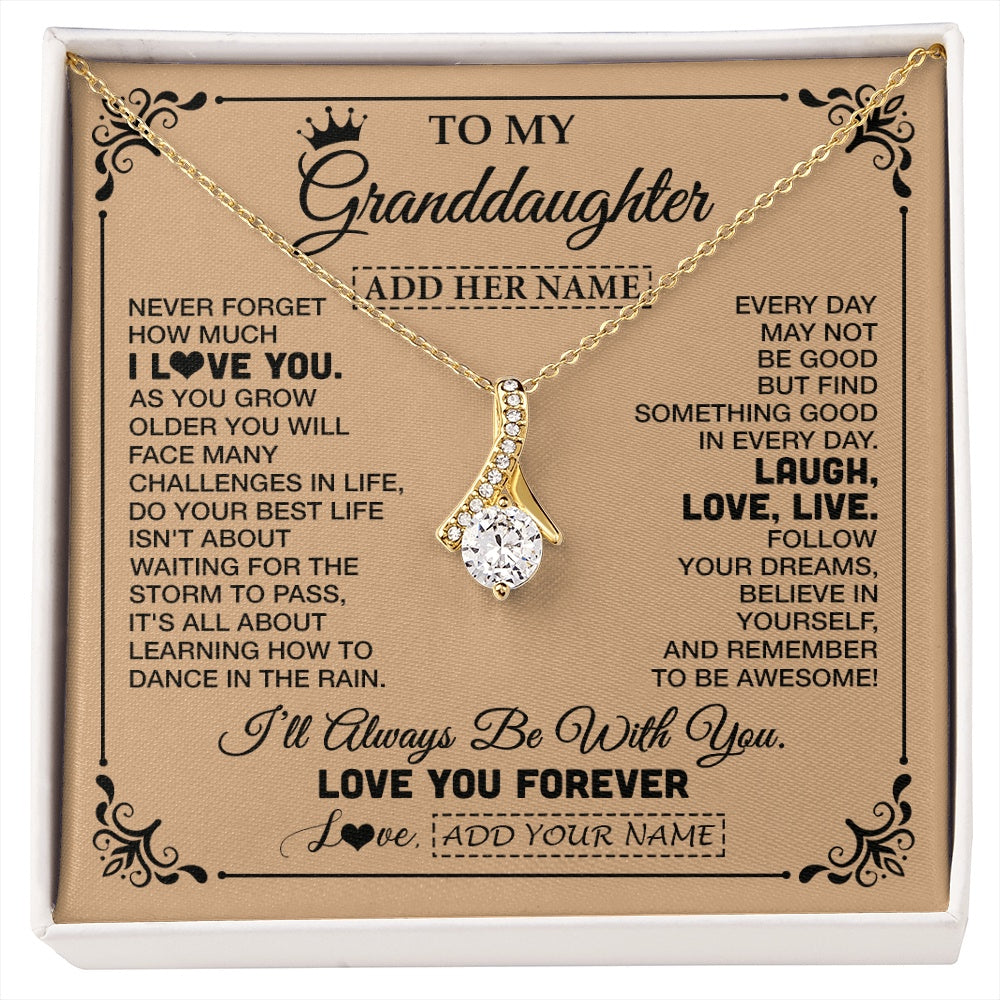 Alluring Beauty Necklace 18K Yellow Gold Finish | 1 | Personalized To My Granddaughter Gifts Necklace From Grandma Never Forget How Much I Love You Granddaughter Birthday Gifts Christmas Gift Box Message Card | https://siriusteestore.