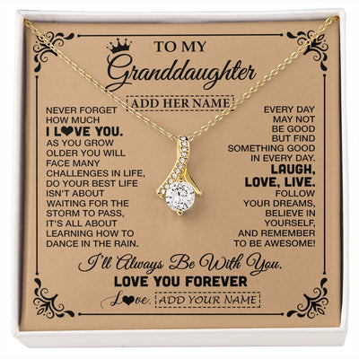 Alluring Beauty Necklace 18K Yellow Gold Finish | 1 | Personalized To My Granddaughter Gifts Necklace From Grandma Never Forget How Much I Love You Granddaughter Birthday Gifts Christmas Gift Box Message Card | https://siriusteestore.