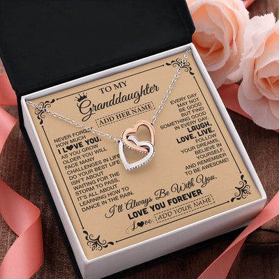Interlocking Hearts Necklace Stainless Steel & Rose Gold Finish | 2 | Personalized To My Granddaughter Gifts Necklace From Grandma Never Forget How Much I Love You Granddaughter Birthday Gifts Christmas Gift Box Message Card | https://siriusteestore.