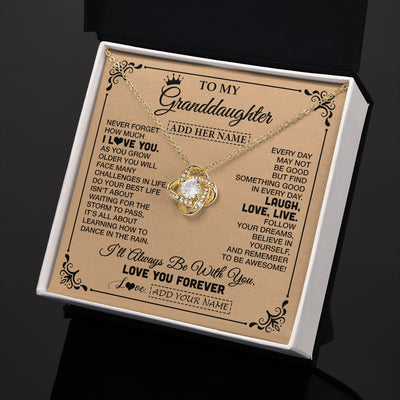 Love Knot Necklace 18K Yellow Gold Finish | 2 | Personalized To My Granddaughter Gifts Necklace From Grandma Never Forget How Much I Love You Granddaughter Birthday Gifts Christmas Gift Box Message Card | https://siriusteestore.