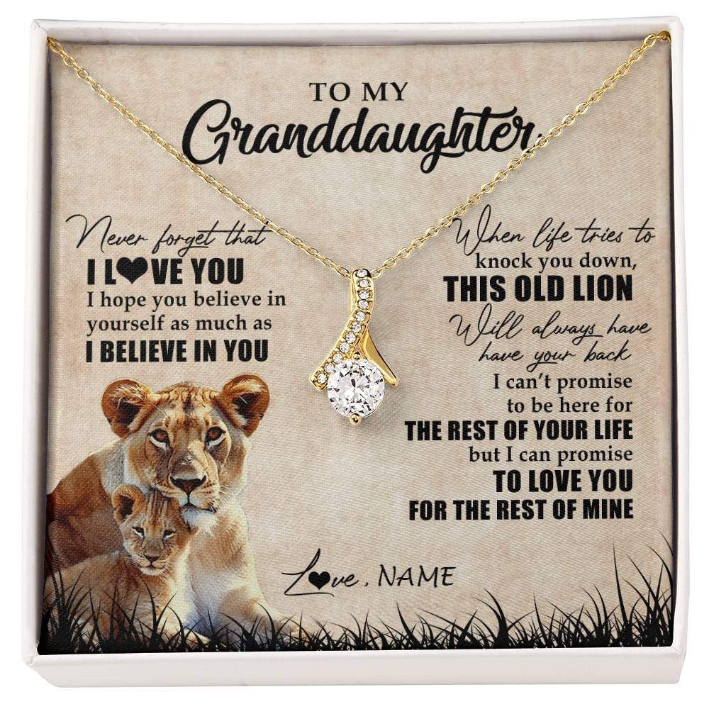 Alluring Beauty Necklace 18K Yellow Gold Finish | Personalized To My Granddaughter Gifts Necklace From Grandma Old Lion Granddaughter Jewelry Birthday Graduation Christmas Customized Gift Box Message Card | siriusteestore