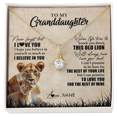 Alluring Beauty Necklace 18K Yellow Gold Finish | Personalized To My Granddaughter Gifts Necklace From Grandma Old Lion Granddaughter Jewelry Birthday Graduation Christmas Customized Gift Box Message Card | siriusteestore