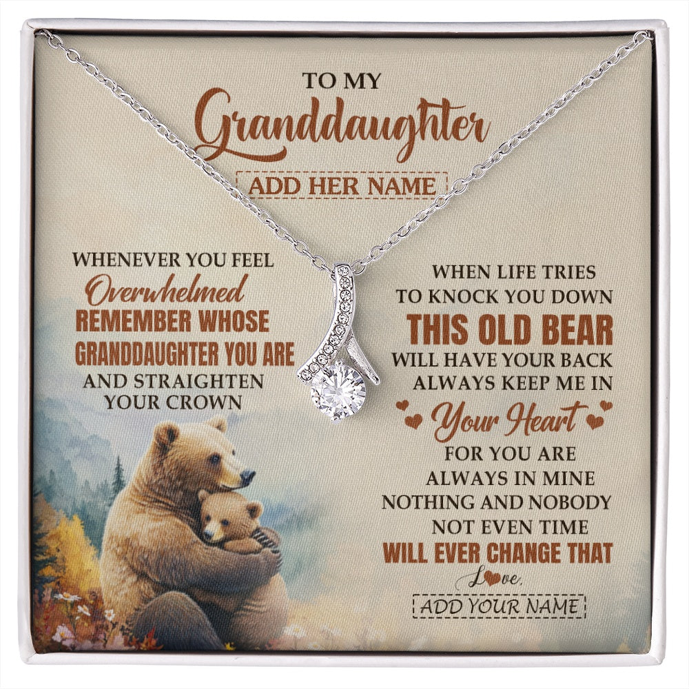 Alluring Beauty Necklace 14K White Gold Finish | 1 | Personalized To My Granddaughter Gifts Necklace From Grandma Whenever Bear Unique Birthday Gifts For Granddaughter Graduation Christmas Gift Box Message Card | siriusteestore.myshopify
