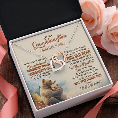 Interlocking Hearts Necklace Stainless Steel & Rose Gold Finish | 2 | Personalized To My Granddaughter Gifts Necklace From Grandma Whenever Bear Unique Birthday Gifts For Granddaughter Graduation Christmas Gift Box Message Card | siriusteestore.myshopify