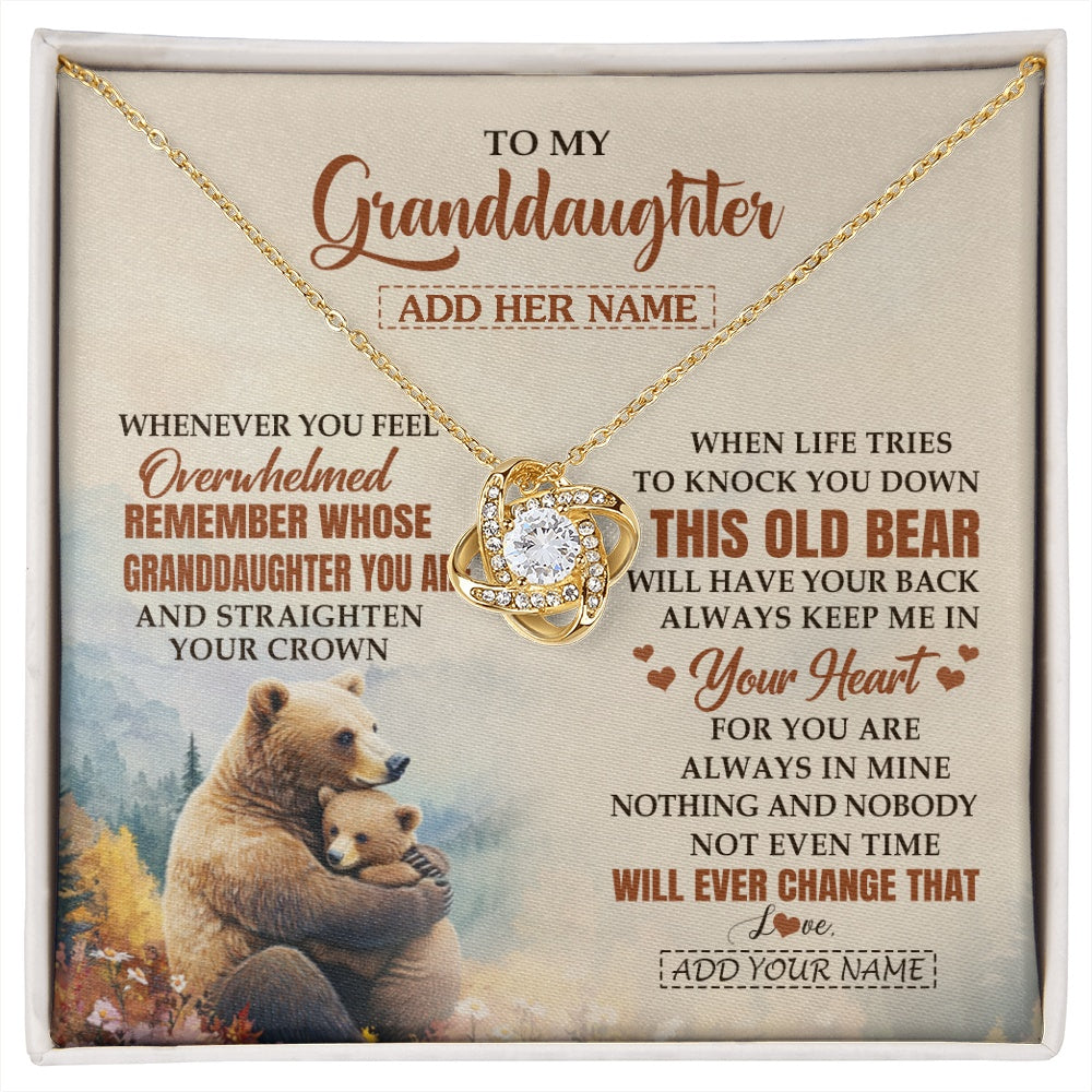 Love Knot Necklace 18K Yellow Gold Finish | 1 | Personalized To My Granddaughter Gifts Necklace From Grandma Whenever Bear Unique Birthday Gifts For Granddaughter Graduation Christmas Gift Box Message Card | siriusteestore.myshopify