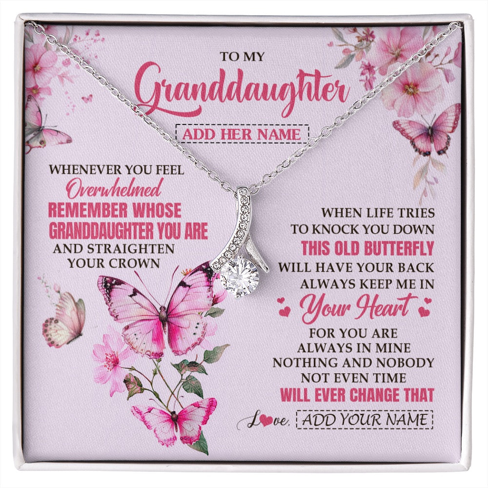 Alluring Beauty Necklace 14K White Gold Finish | 1 | Personalized To My Granddaughter Gifts Necklace From Grandma Whenever Butterfly Unique Birthday Gifts Granddaughter Graduation Christmas Gift Box Message Card | siriusteestore.myshopify