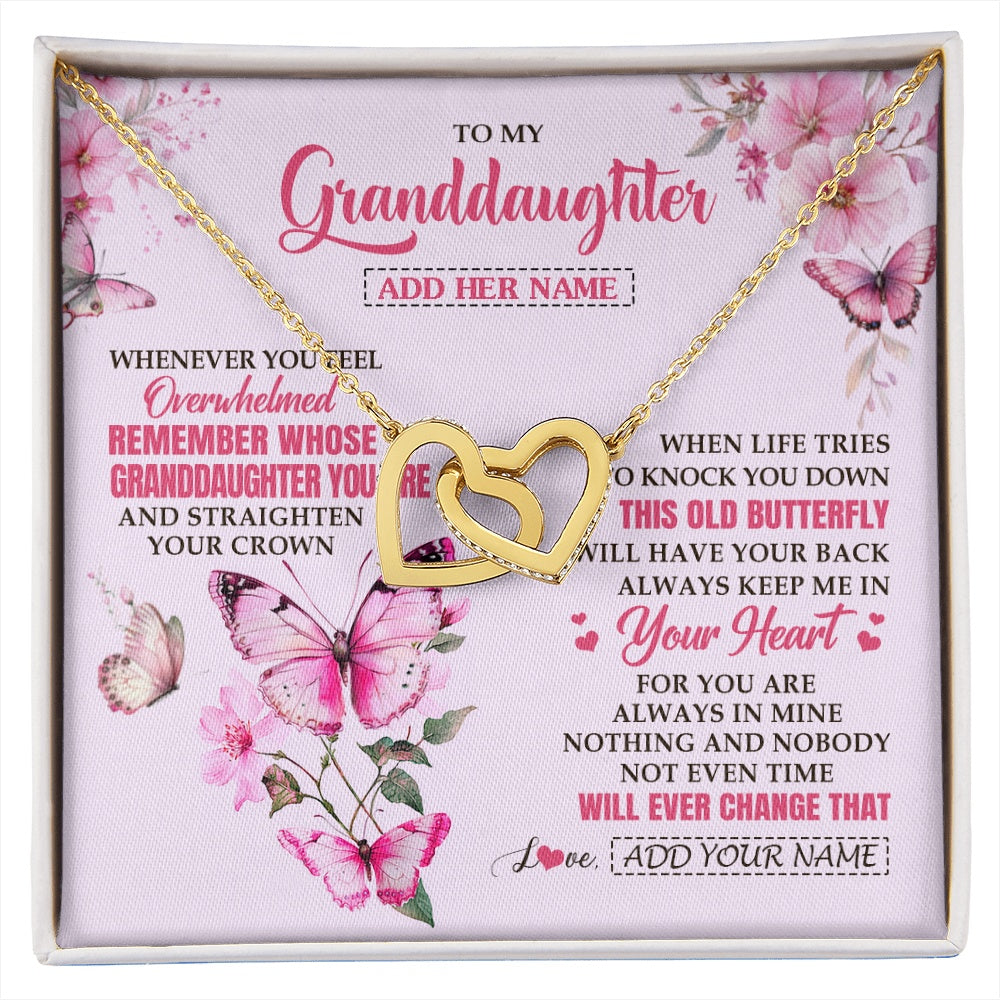 Interlocking Hearts Necklace 18K Yellow Gold Finish | 1 | Personalized To My Granddaughter Gifts Necklace From Grandma Whenever Butterfly Unique Birthday Gifts Granddaughter Graduation Christmas Gift Box Message Card | siriusteestore.myshopify