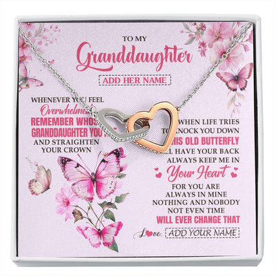 Interlocking Hearts Necklace Stainless Steel & Rose Gold Finish | 1 | Personalized To My Granddaughter Gifts Necklace From Grandma Whenever Butterfly Unique Birthday Gifts Granddaughter Graduation Christmas Gift Box Message Card | siriusteestore.myshopify