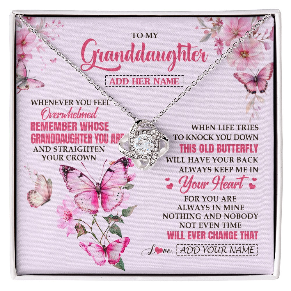 Love Knot Necklace 14K White Gold Finish | 1 | Personalized To My Granddaughter Gifts Necklace From Grandma Whenever Butterfly Unique Birthday Gifts Granddaughter Graduation Christmas Gift Box Message Card | siriusteestore.myshopify