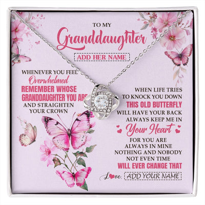 Love Knot Necklace 14K White Gold Finish | 1 | Personalized To My Granddaughter Gifts Necklace From Grandma Whenever Butterfly Unique Birthday Gifts Granddaughter Graduation Christmas Gift Box Message Card | siriusteestore.myshopify