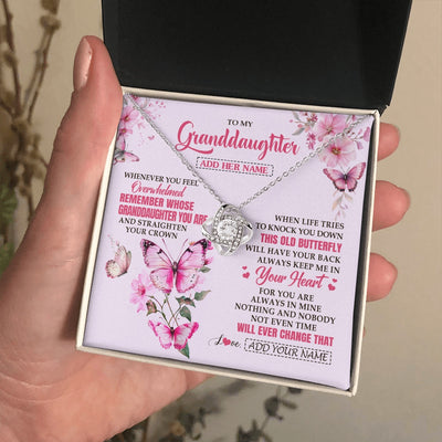 Love Knot Necklace 14K White Gold Finish | 2 | Personalized To My Granddaughter Gifts Necklace From Grandma Whenever Butterfly Unique Birthday Gifts Granddaughter Graduation Christmas Gift Box Message Card | siriusteestore.myshopify