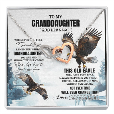 Interlocking Hearts Necklace Stainless Steel & Rose Gold Finish | 1 | Personalized To My Granddaughter Gifts Necklace From Grandma Whenever Eagle Unique Birthday Gifts For Granddaughter Christmas Jewelry Gift Box Message Card | https://siriusteestore.