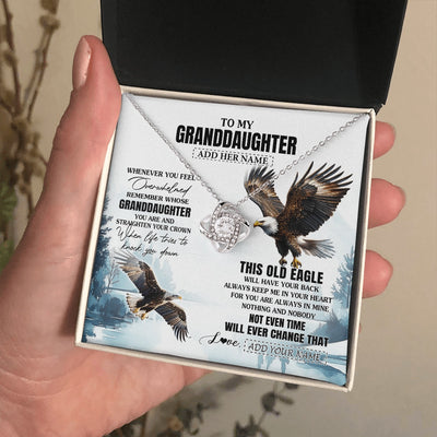 Love Knot Necklace 14K White Gold Finish | 2 | Personalized To My Granddaughter Gifts Necklace From Grandma Whenever Eagle Unique Birthday Gifts For Granddaughter Christmas Jewelry Gift Box Message Card | https://siriusteestore.