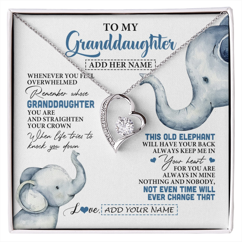 Forever Love Necklace 14K White Gold Finish | 1 | Personalized To My Granddaughter Gifts Necklace From Grandma Whenever Elephant Unique Birthday Gifts For Granddaughter Christmas Custom Gift Box Message Card | siriusteestore.myshopify