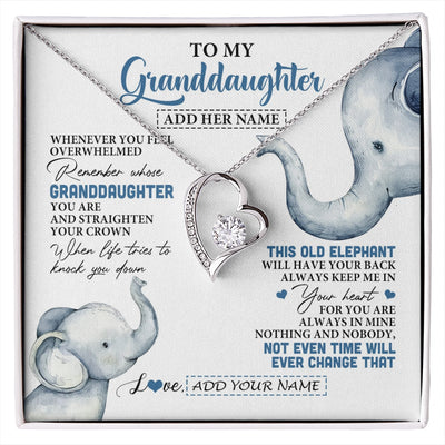 Forever Love Necklace 14K White Gold Finish | 1 | Personalized To My Granddaughter Gifts Necklace From Grandma Whenever Elephant Unique Birthday Gifts For Granddaughter Christmas Custom Gift Box Message Card | siriusteestore.myshopify