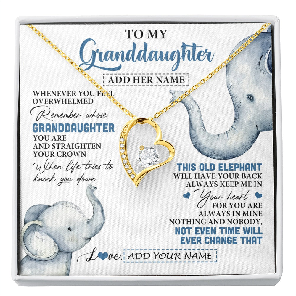 Forever Love Necklace 18K Yellow Gold Finish | 1 | Personalized To My Granddaughter Gifts Necklace From Grandma Whenever Elephant Unique Birthday Gifts For Granddaughter Christmas Custom Gift Box Message Card | siriusteestore.myshopify