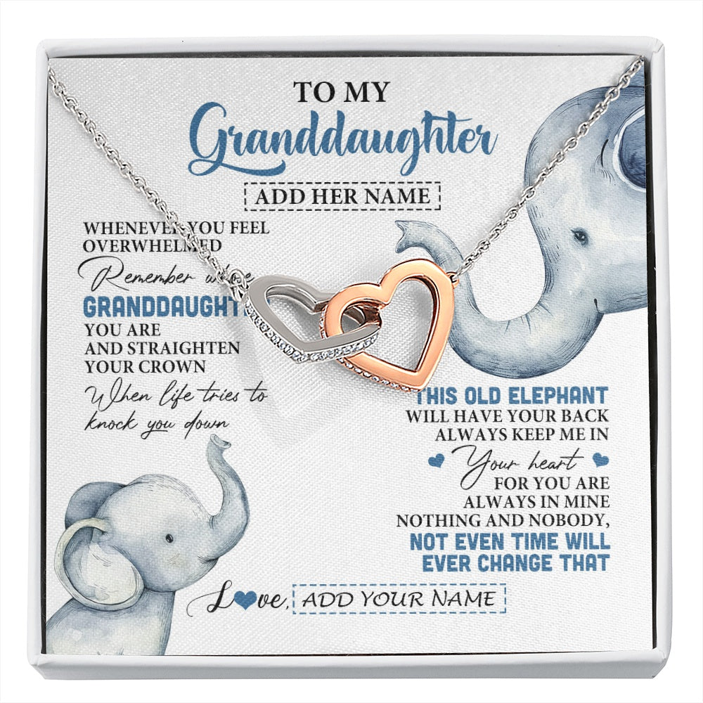 Interlocking Hearts Necklace Stainless Steel & Rose Gold Finish | 1 | Personalized To My Granddaughter Gifts Necklace From Grandma Whenever Elephant Unique Birthday Gifts For Granddaughter Christmas Custom Gift Box Message Card | siriusteestore.myshopify