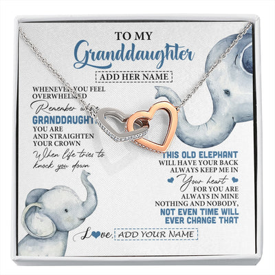 Interlocking Hearts Necklace Stainless Steel & Rose Gold Finish | 1 | Personalized To My Granddaughter Gifts Necklace From Grandma Whenever Elephant Unique Birthday Gifts For Granddaughter Christmas Custom Gift Box Message Card | siriusteestore.myshopify