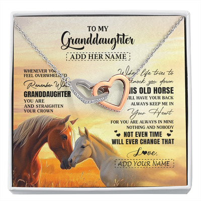 Interlocking Hearts Necklace Stainless Steel & Rose Gold Finish | 1 | Personalized To My Granddaughter Gifts Necklace From Grandma Whenever Horse Unique Birthday Gifts For Granddaughter Graduation Christmas Gift Box Message Card | siriusteestore.myshopify